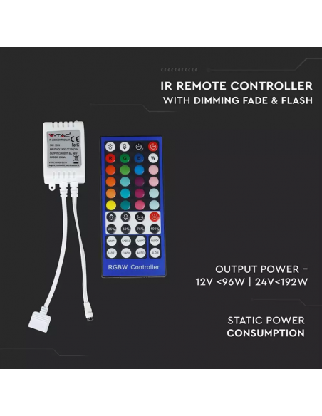 3326-Controller Dimmer Infrarossi IR per Strip LED RGBW  Canali V/V A con Telecomando  Tasti-4