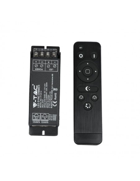 3337-Controller Dimmer Wireless RF GHz per Strip LED Monocolore  Canale V/V A Sync RJ con Telecomando  Tasti-1