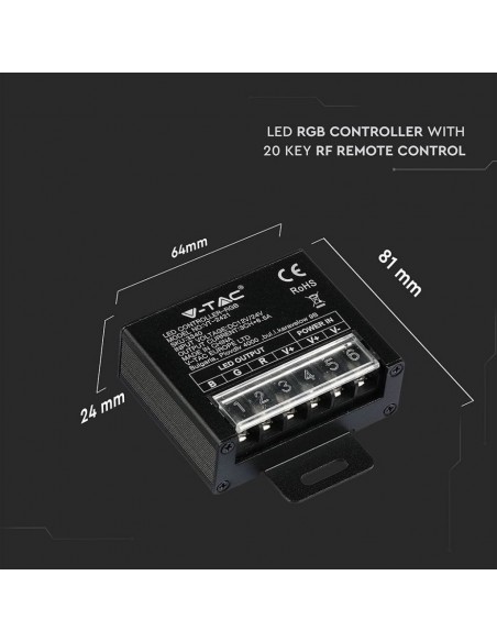 3340-Controller Dimmer Wireless RF GHz per Strip LED RGB  CanalI V/V -3