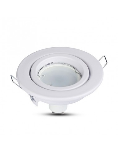 3469-Portafaretto LED da Incasso Rotondo GU e GU MR Colore Bianco Orientabile-3