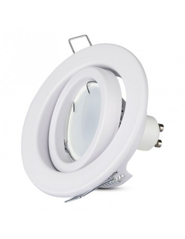 3469-Portafaretto LED da Incasso Rotondo GU e GU MR Colore Bianco Orientabile-4