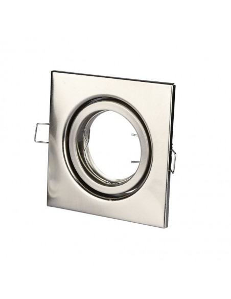3473-Portafaretto LED da Incasso Quadrato GU e GU MR Colore Nichel Satinato Orientabile-1