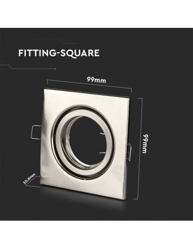 3473-Portafaretto LED da Incasso Quadrato GU e GU MR Colore Nichel Satinato Orientabile-2