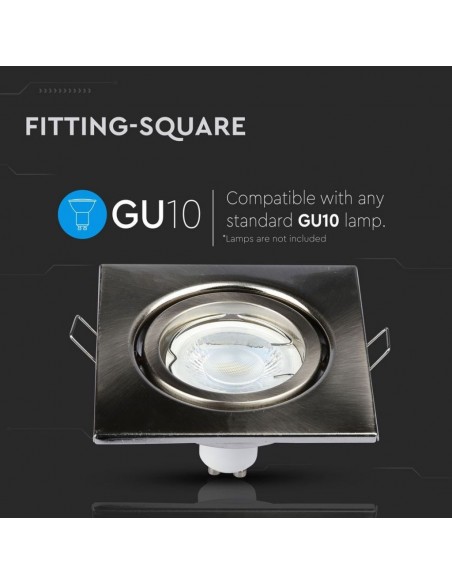 3473-Portafaretto LED da Incasso Quadrato GU e GU MR Colore Nichel Satinato Orientabile-4