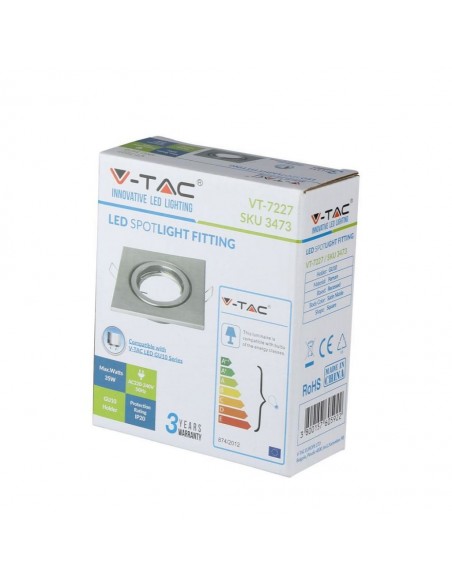 3473-Portafaretto LED da Incasso Quadrato GU e GU MR Colore Nichel Satinato Orientabile-5