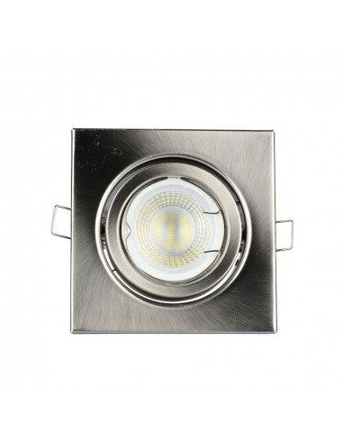 3473-Portafaretto LED da Incasso Quadrato GU e GU MR Colore Nichel Satinato Orientabile-7
