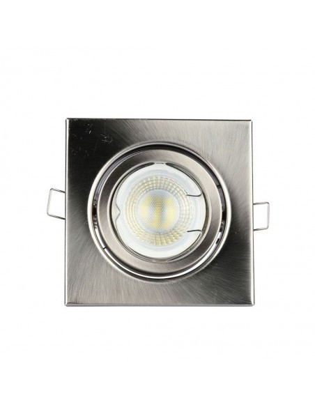 3473-Portafaretto LED da Incasso Quadrato GU e GU MR Colore Nichel Satinato Orientabile-7