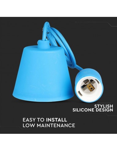 3476-Portalampada a Sospensione E Max  in Silicone Blu-5