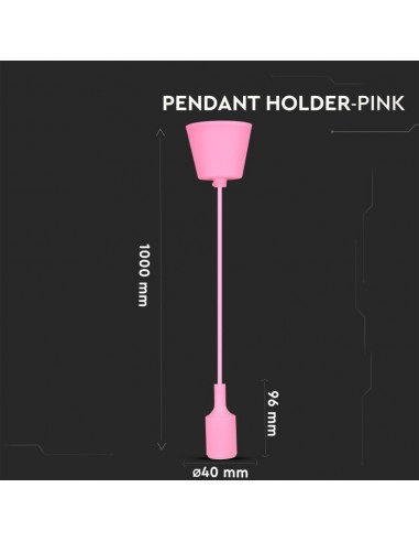 3479-Portalampada a Sospensione E Max  in Silicone Rosa-2