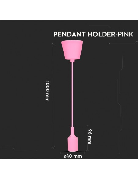 3479-Portalampada a Sospensione E Max  in Silicone Rosa-2