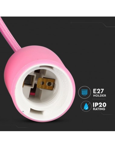 3479-Portalampada a Sospensione E Max  in Silicone Rosa-7