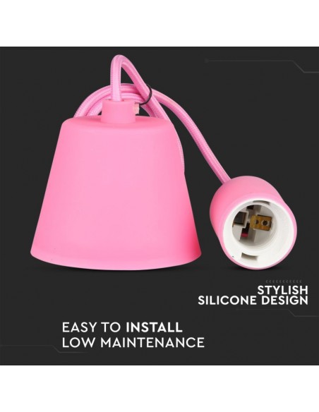 Portalampada a Sospensione E27 (Max 60W) in Silicone Rosa