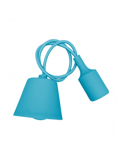 3482-Portalampada a Sospensione E Max  in Silicone Azzurro-1
