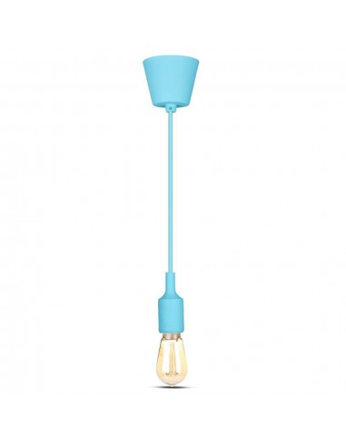 3482-Portalampada a Sospensione E Max  in Silicone Azzurro-4