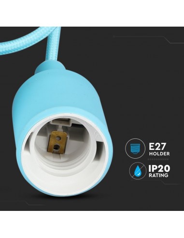 3482-Portalampada a Sospensione E Max  in Silicone Azzurro-6