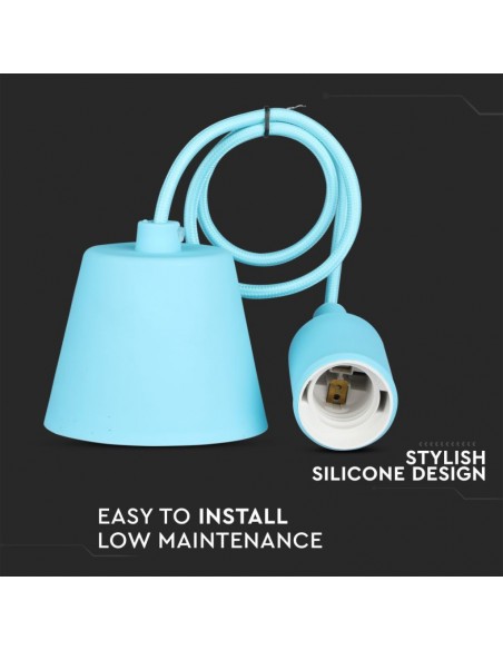 Portalampada a Sospensione E27 (Max 60W) in Silicone Azzurro