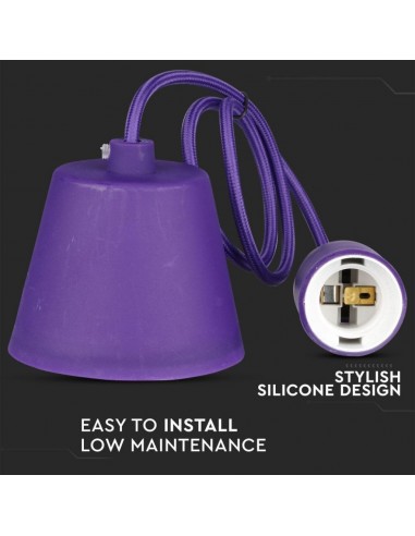 3483-Portalampada a Sospensione E Max  in Silicone Viola-5