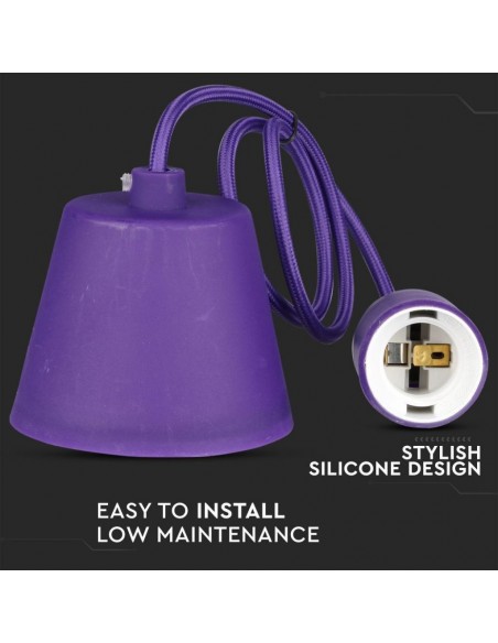3483-Portalampada a Sospensione E Max  in Silicone Viola-5