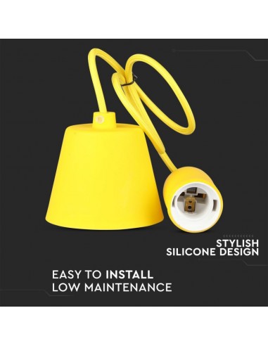 3485-Portalampada a Sospensione E Max  in Silicone Giallo-7