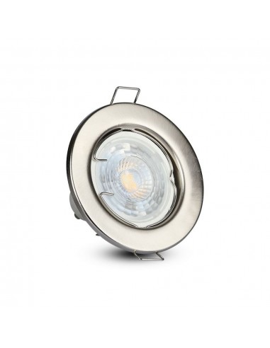 3585-Portafaretto LED da Incasso Rotondo GU e GU MR Colore Nichel Satinato Box  Pezzi-3