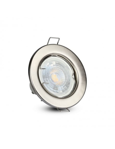 3585-Portafaretto LED da Incasso Rotondo GU e GU MR Colore Nichel Satinato Box  Pezzi-3