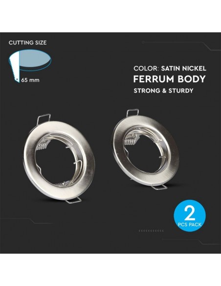 Portafaretto LED da Incasso Rotondo GU10 e GU5.3 (MR16) Nichel Satinato (Box 2 Pezzi)