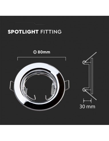 3586-Portafaretto LED da Incasso Rotondo GU e GU MR Colore Cromato Box  Pezzi-2