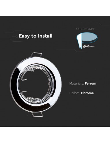 3586-Portafaretto LED da Incasso Rotondo GU e GU MR Colore Cromato Box  Pezzi-6