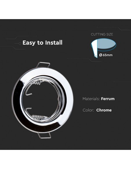3586-Portafaretto LED da Incasso Rotondo GU e GU MR Colore Cromato Box  Pezzi-6