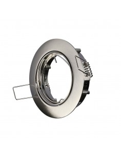 3588-Portafaretto LED da Incasso Rotondo GU e GU MR Colore Nichel Satinato Orientabile-1