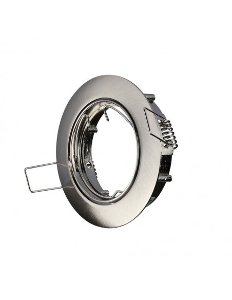 3588-Portafaretto LED da Incasso Rotondo GU e GU MR Colore Nichel Satinato Orientabile-1