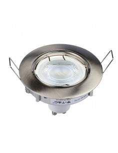 3588-Portafaretto LED da Incasso Rotondo GU e GU MR Colore Nichel Satinato Orientabile-1 2