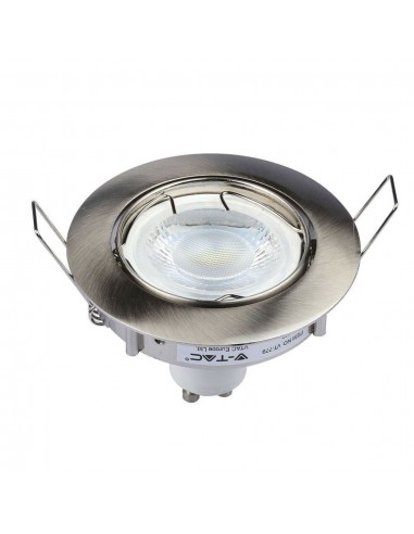 3588-Portafaretto LED da Incasso Rotondo GU e GU MR Colore Nichel Satinato Orientabile-2