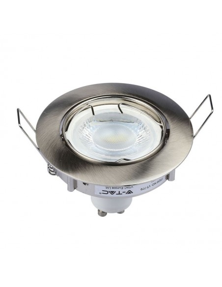 3588-Portafaretto LED da Incasso Rotondo GU e GU MR Colore Nichel Satinato Orientabile-2