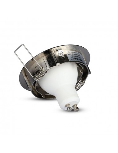 3588-Portafaretto LED da Incasso Rotondo GU e GU MR Colore Nichel Satinato Orientabile-5