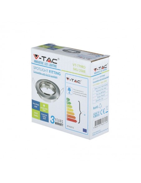 3588-Portafaretto LED da Incasso Rotondo GU e GU MR Colore Nichel Satinato Orientabile-6