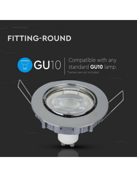 3589-Portafaretto LED da Incasso Rotondo GU e GU MR Colore Cromato Orientabile-7