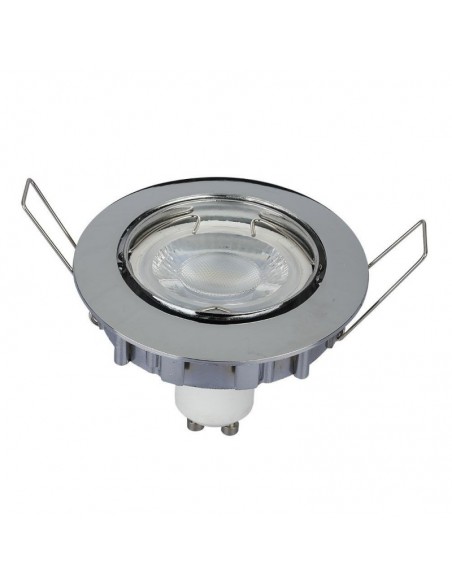 Portafaretto LED da Incasso Rotondo GU10 e GU5.3 (MR16) Cromato Orientabile