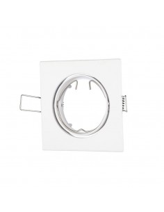 3590-Portafaretto LED da Incasso Quadrato GU e GU MR Colore Bianco Orientabile-1