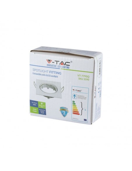 3590-Portafaretto LED da Incasso Quadrato GU e GU MR Colore Bianco Orientabile-2