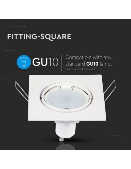 3590-Portafaretto LED da Incasso Quadrato GU e GU MR Colore Bianco Orientabile-5