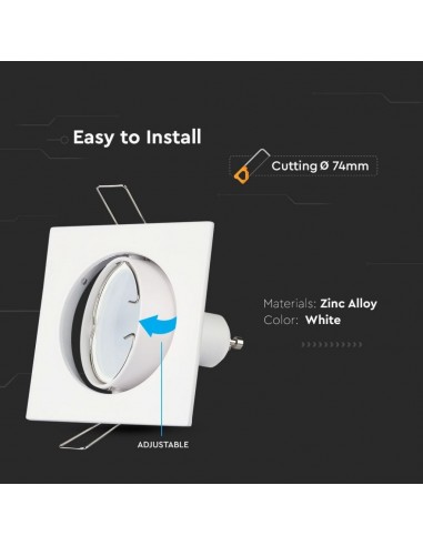 3590-Portafaretto LED da Incasso Quadrato GU e GU MR Colore Bianco Orientabile-6