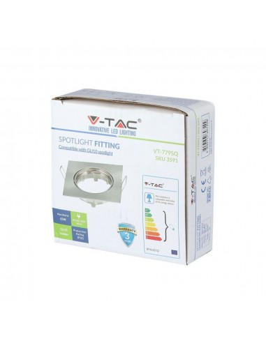 3591-Portafaretto LED da Incasso Quadrato GU e GU MR Colore Nichel Satinato Orientabile-2