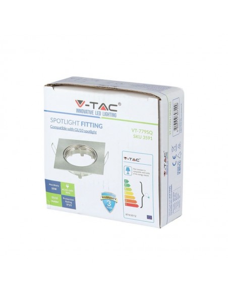 3591-Portafaretto LED da Incasso Quadrato GU e GU MR Colore Nichel Satinato Orientabile-2