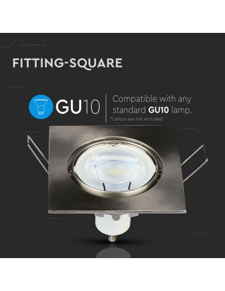 3591-Portafaretto LED da Incasso Quadrato GU e GU MR Colore Nichel Satinato Orientabile-5