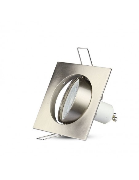 3591-Portafaretto LED da Incasso Quadrato GU e GU MR Colore Nichel Satinato Orientabile-7