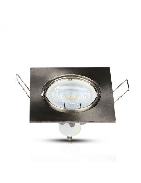 Portafaretto LED da Incasso Quadrato GU10 e GU5.3 (MR16) Nichel Satinato Orientabile