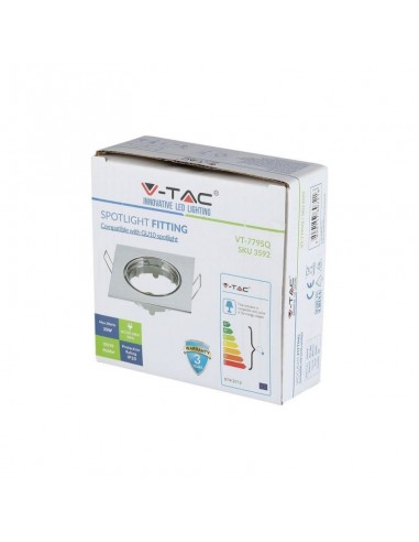 3592-Portafaretto LED da Incasso Quadrato GU e GU MR Colore Cromato Orientabile-2