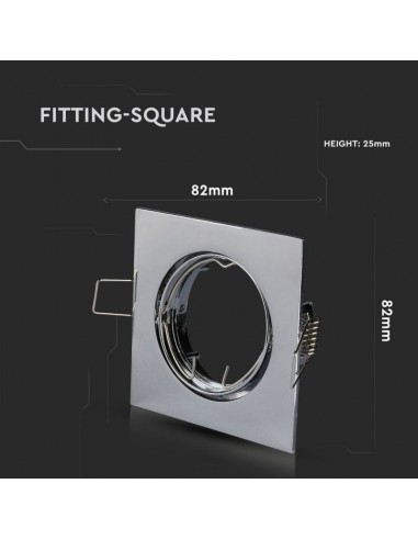 3592-Portafaretto LED da Incasso Quadrato GU e GU MR Colore Cromato Orientabile-3