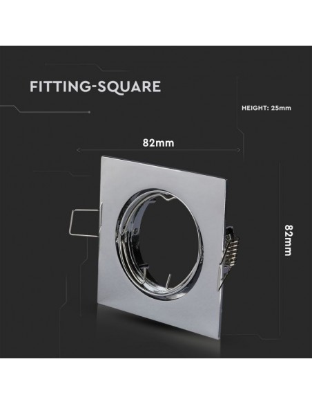 3592-Portafaretto LED da Incasso Quadrato GU e GU MR Colore Cromato Orientabile-3